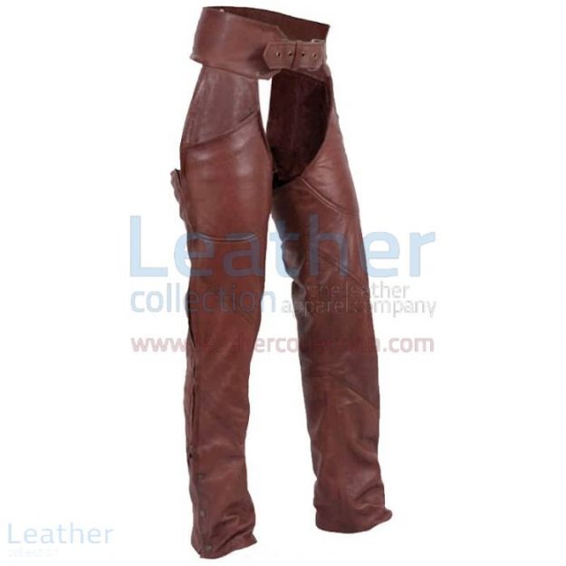 Get Online Antique Brown Leather Motorcycle Chaps for $169.00
