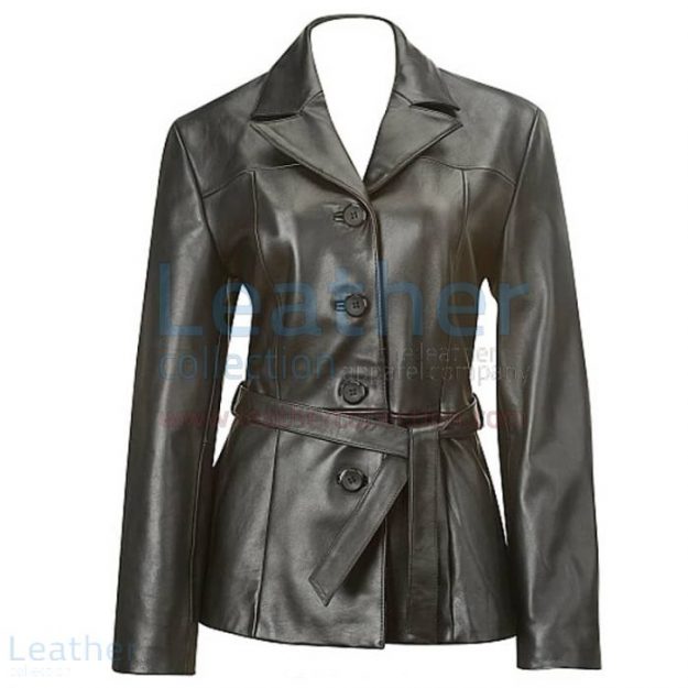 Shop Online Belted Baby Doll Leather Coat for $290.00