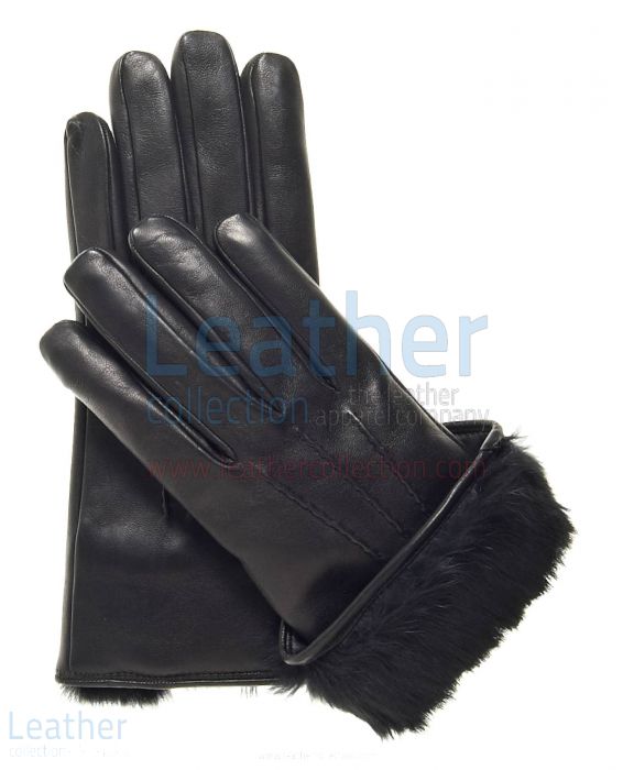 Buy Now Black Fur Cuff Leather Gloves for $75.00
