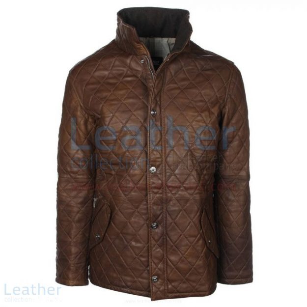 Customize Now Brown Diamond Leather Jacket for $599.00