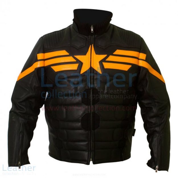 Get Now Captain America Black Biker Leather Jacket for SEK3,740.00 in