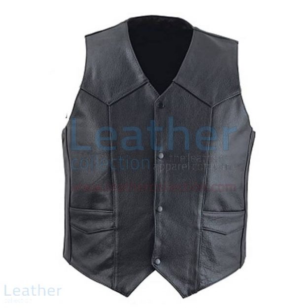 Offering Online Classic Black Leather Vest for Men for CA$163.75 in Ca