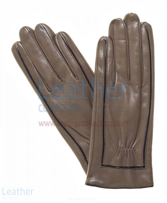 Pick it Now Decorative Stitching Ladies Brown Leather Gloves for SEK48