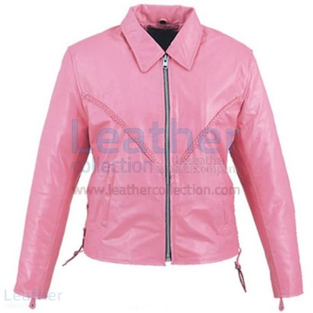 Order Online Leather Braided Pink Ladies Jacket for CA$275.10 in Canad