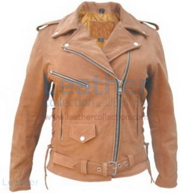 Order Now Ladies Brown Motorcycle Jacket for $199.00