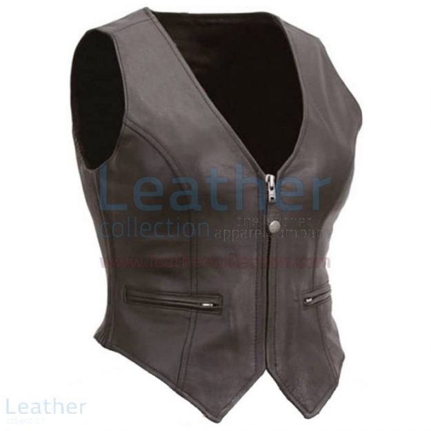 Grab Ladies Motorcycle Leather Zipper Vest for $135.00