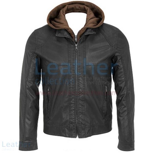 Offering Now Leather Jacket With Hood for SEK2,464.00 in Sweden