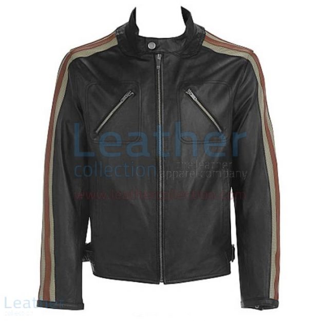 Shop for Leather Jacket With Stripes on Sleeves for SEK1,751.20 in Swe