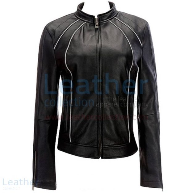 Customize Online Leather Ladies Jacket With Piping for ¥22,288.00 in