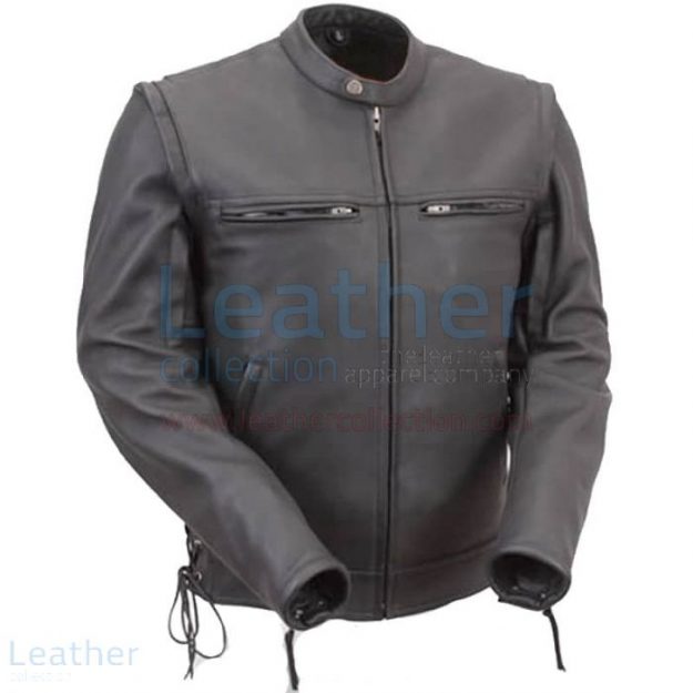 Pick it Online Leather Moto Jacket Men with Zip-Off Sleeves for $229.0