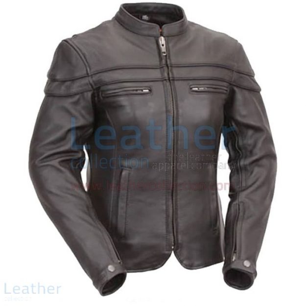 Get Leather Rider Touring Jacket with Sleeve & Pocket Vents for $199.0