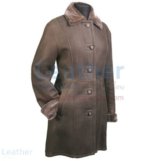 Order Now Long Leather Fur lined Coat for SEK2,631.20 in Sweden