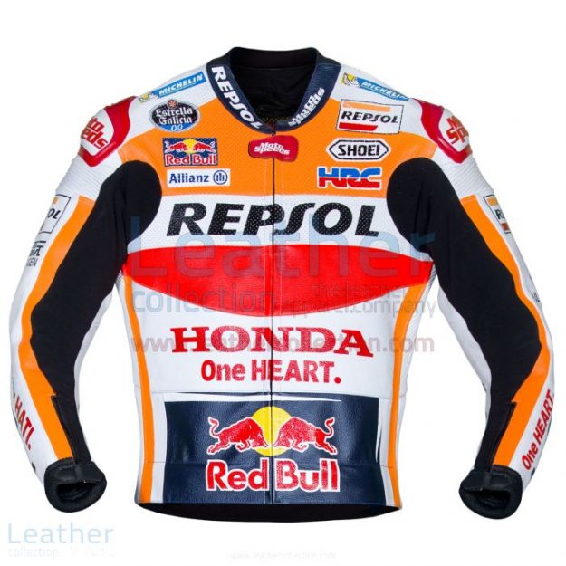 Pick Online Marc Marquez Honda Repsol MotoGP 2017 Leather Jacket for $