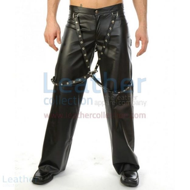 Purchase Now Men Leather Suspender Pants