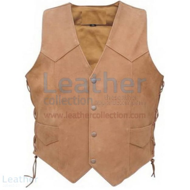 Grab Online Men’s Side Lace Gun Pocket Leather Vest for SEK1,196.80 in