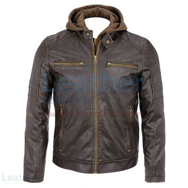 Purchase Now Mens Leather Hooded Jacket for $280.00