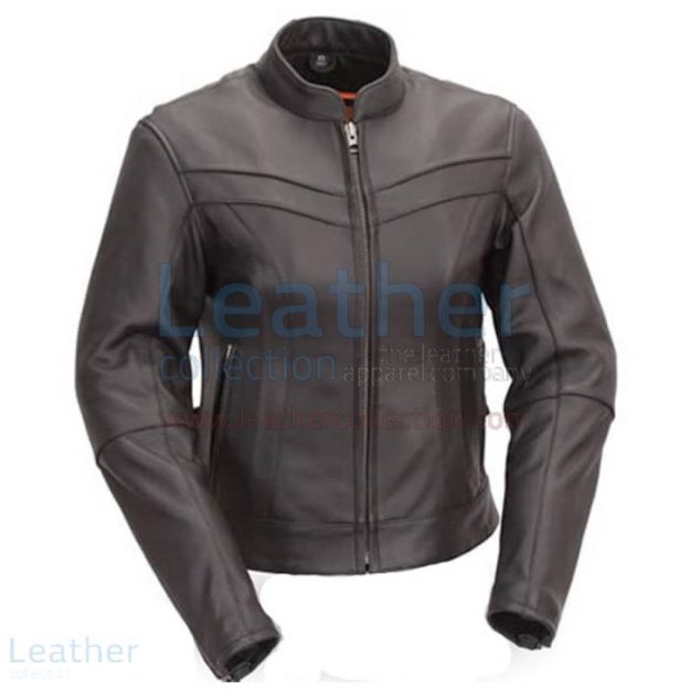 Get Now Motorcycle Touring Mandarin Collar Leather Jacket for ¥22,288