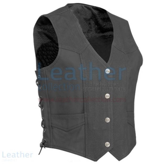Pick up Perforated Motorcycle Leather Vest for $125.00