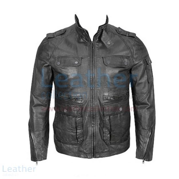 Pick Online 4-Pocket Hipster Washed Leather Jacket for CA$366.80 in Ca