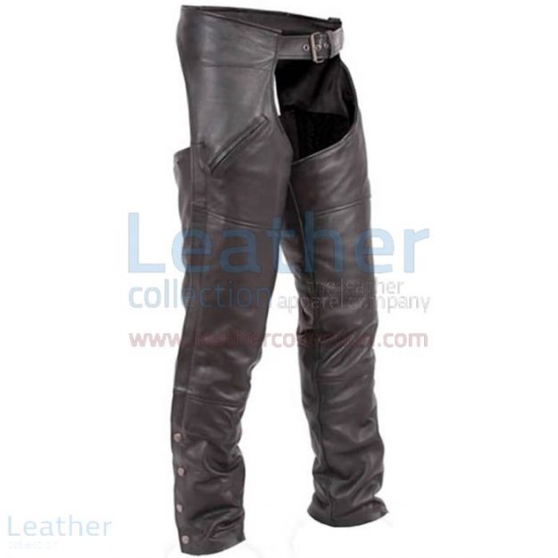 Get Now Premium Black Leather Motorbike Chaps for $136.00