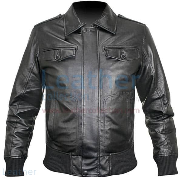 Pick it up Rib Knit Retro Leather Jacket for SEK1,672.00 in Sweden
