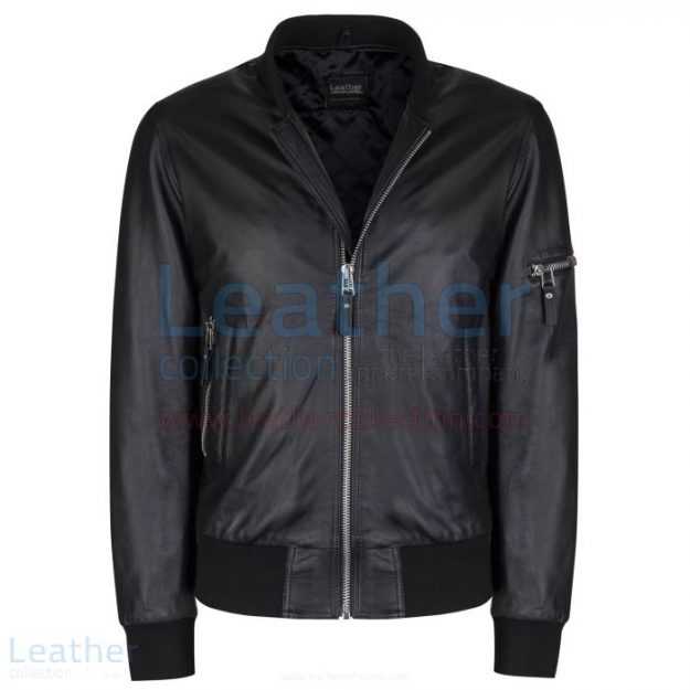 Customize Online Sage Leather Bomber Jacket for SEK3,960.00 in Sweden
