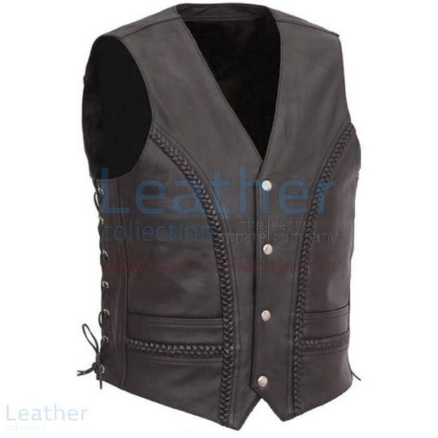 Shop for Side Lace & Braided Details Leather MC Vest for $136.00