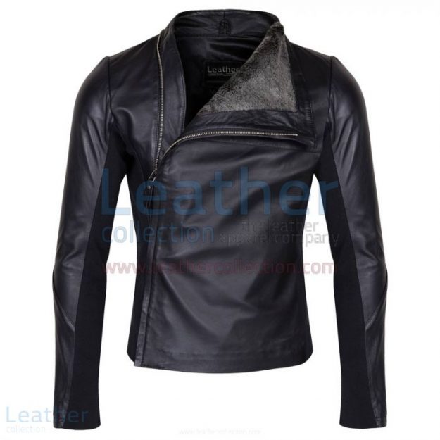 Get Online Slim & Smart Leather Jacket with Fur Lining for SEK4,312.00