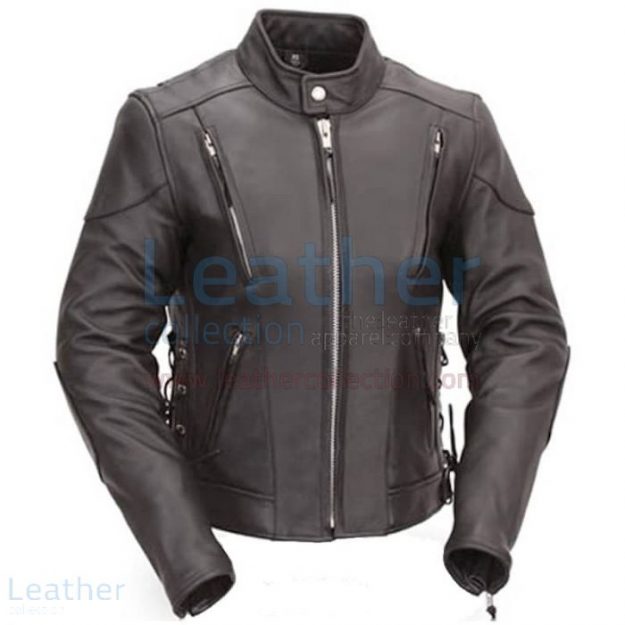 Order Vented Leather Scooter Style Jacket with Side Laces for SEK1,751