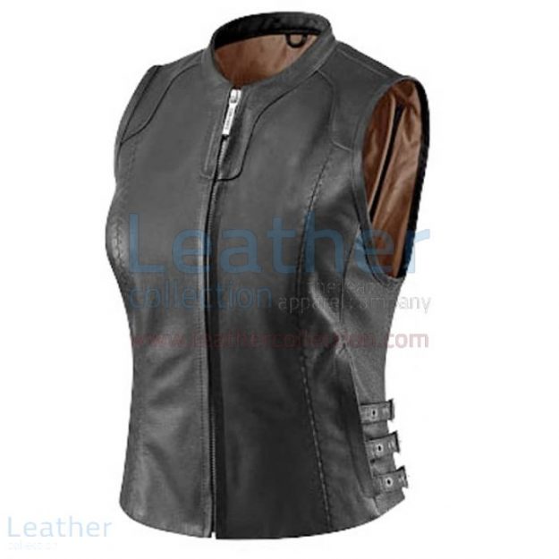 Customize Now Women’s Black Classic Leather Vest for $136.00