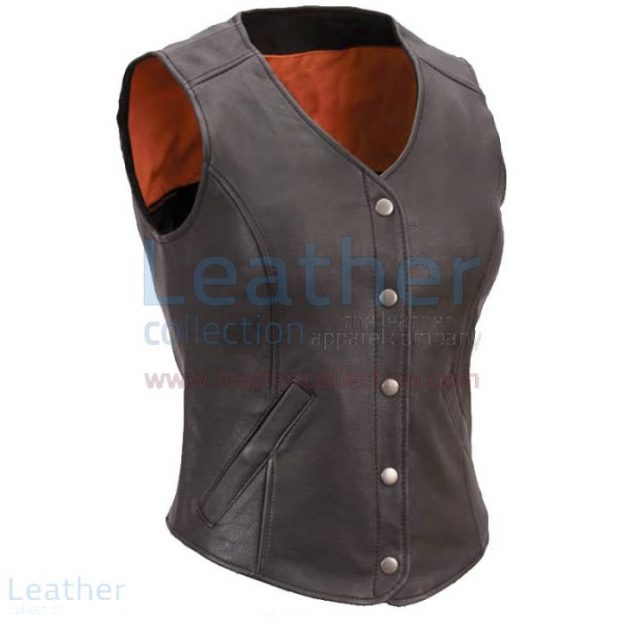 Customize Online Women Leather Motorcycle Vest for $125.00