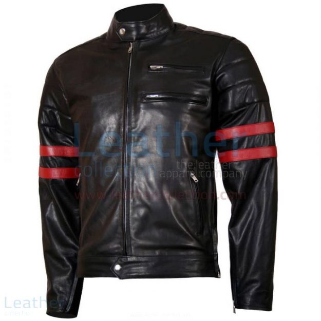 Claim X-Men Wolverine Black with Red Strips Biker Leather Jacket for C