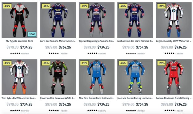 Vast collection of MotoGP 2020 motorcycle racing suits