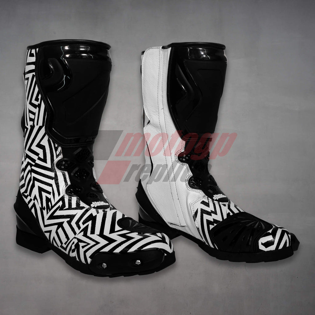 Aleix Espargaro Black and White Motorcycle Boots 2022 Winter Test