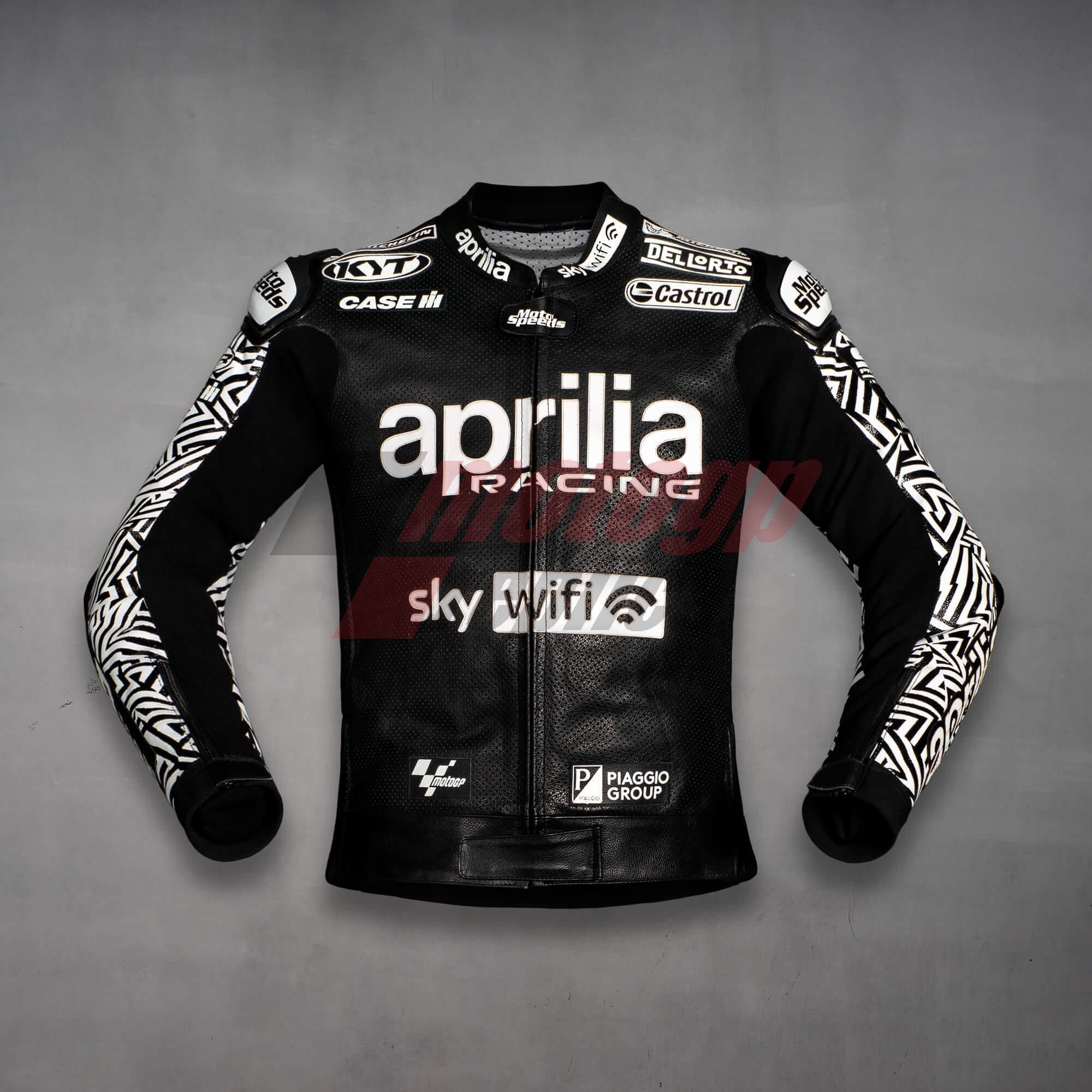 Aleix Espargaro Black And White Motorcycle Jacket Aprilia WT 2022