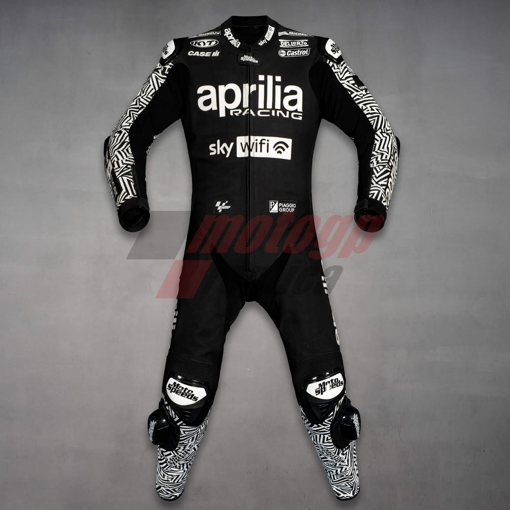 Aleix Espargaro Black Biker Suit Aprilia Winter Test 2022