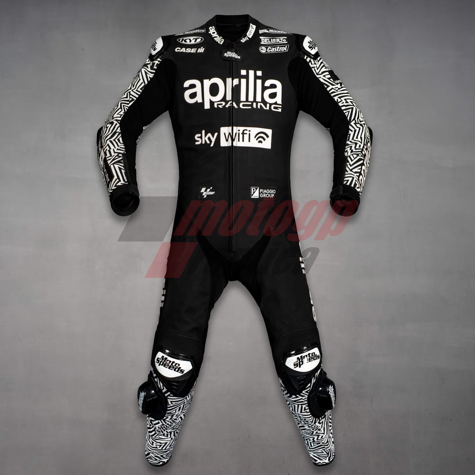 Aleix Espargaro Black Biker Suit Aprilia Winter Test 2022