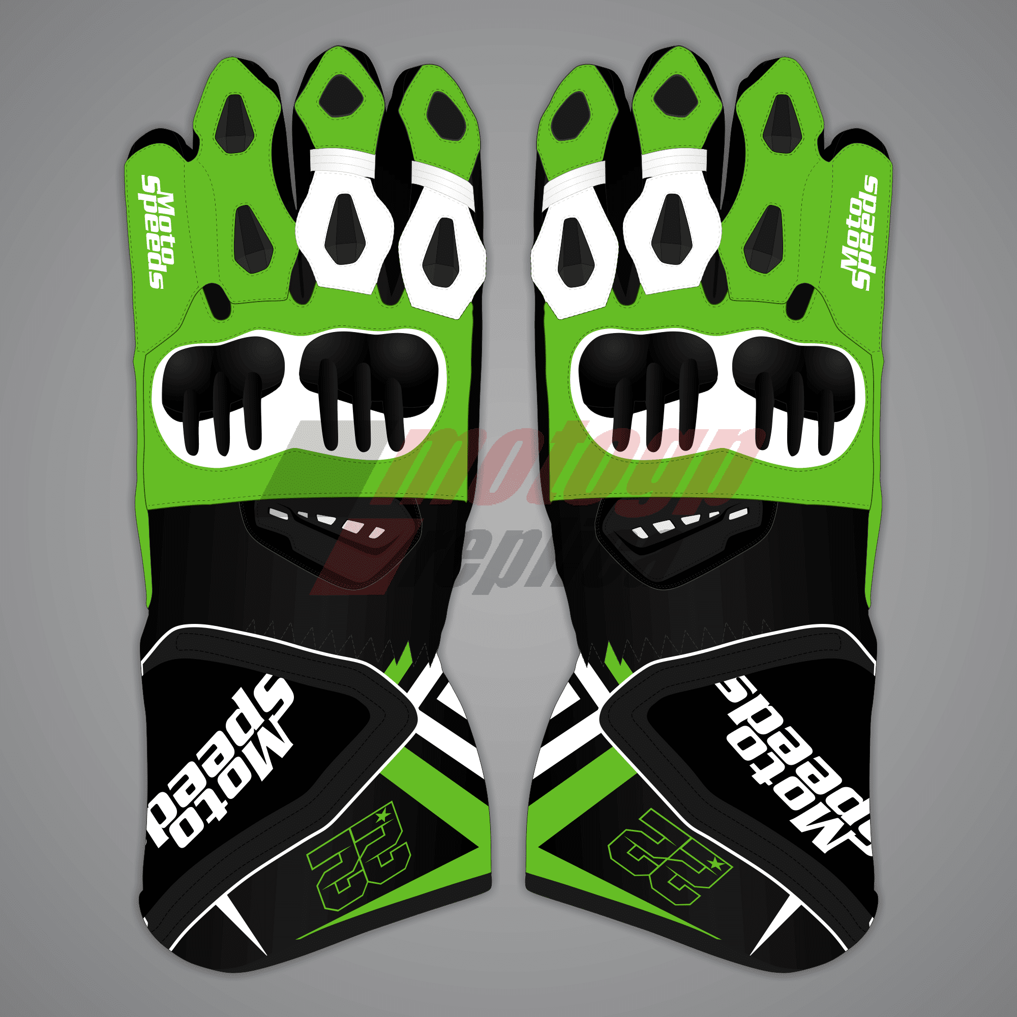 Alex Lowes Black and Green Motorcycle Gloves 2024