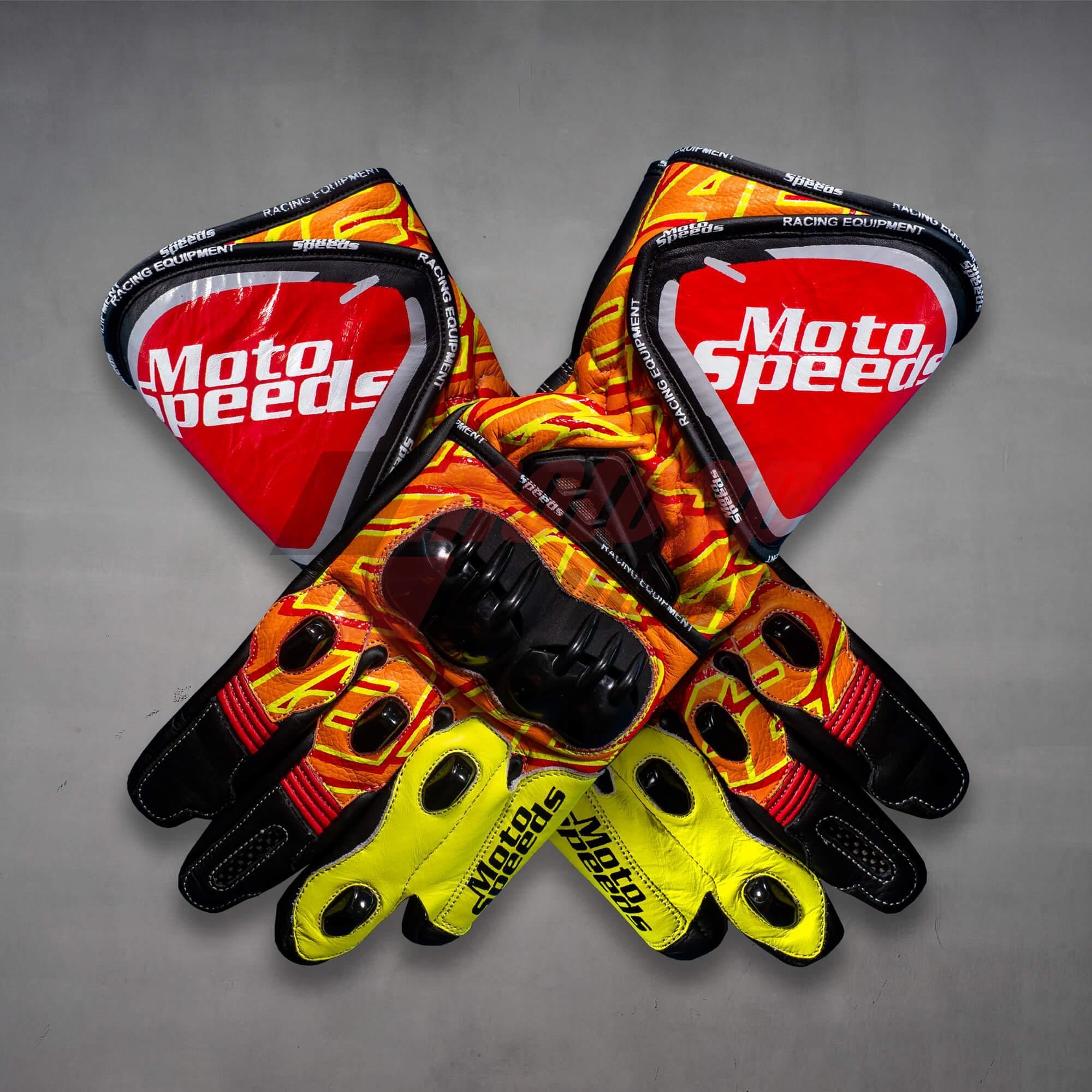 Alex Rins Orange Motorcycle Gloves 2018