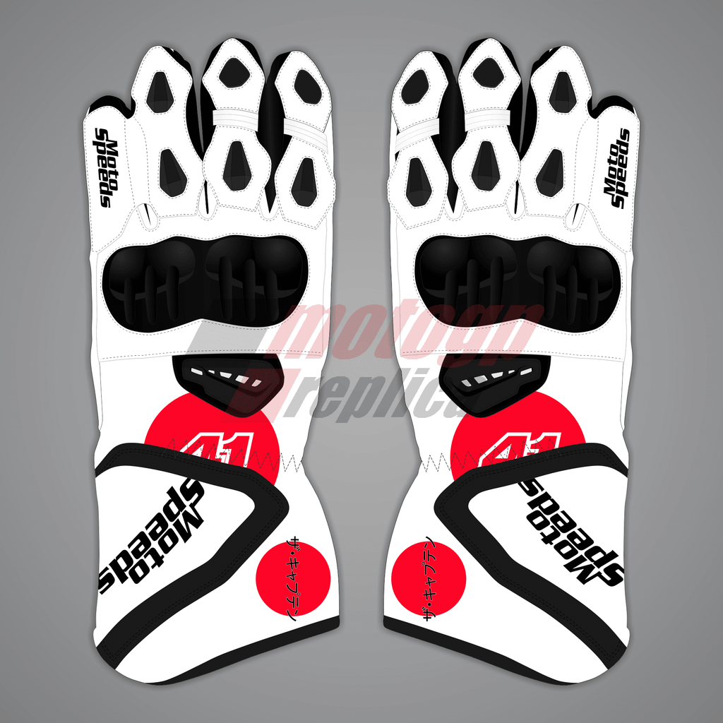 Aleix Espargaro All White Motorcycle Gloves Winter Test 2024