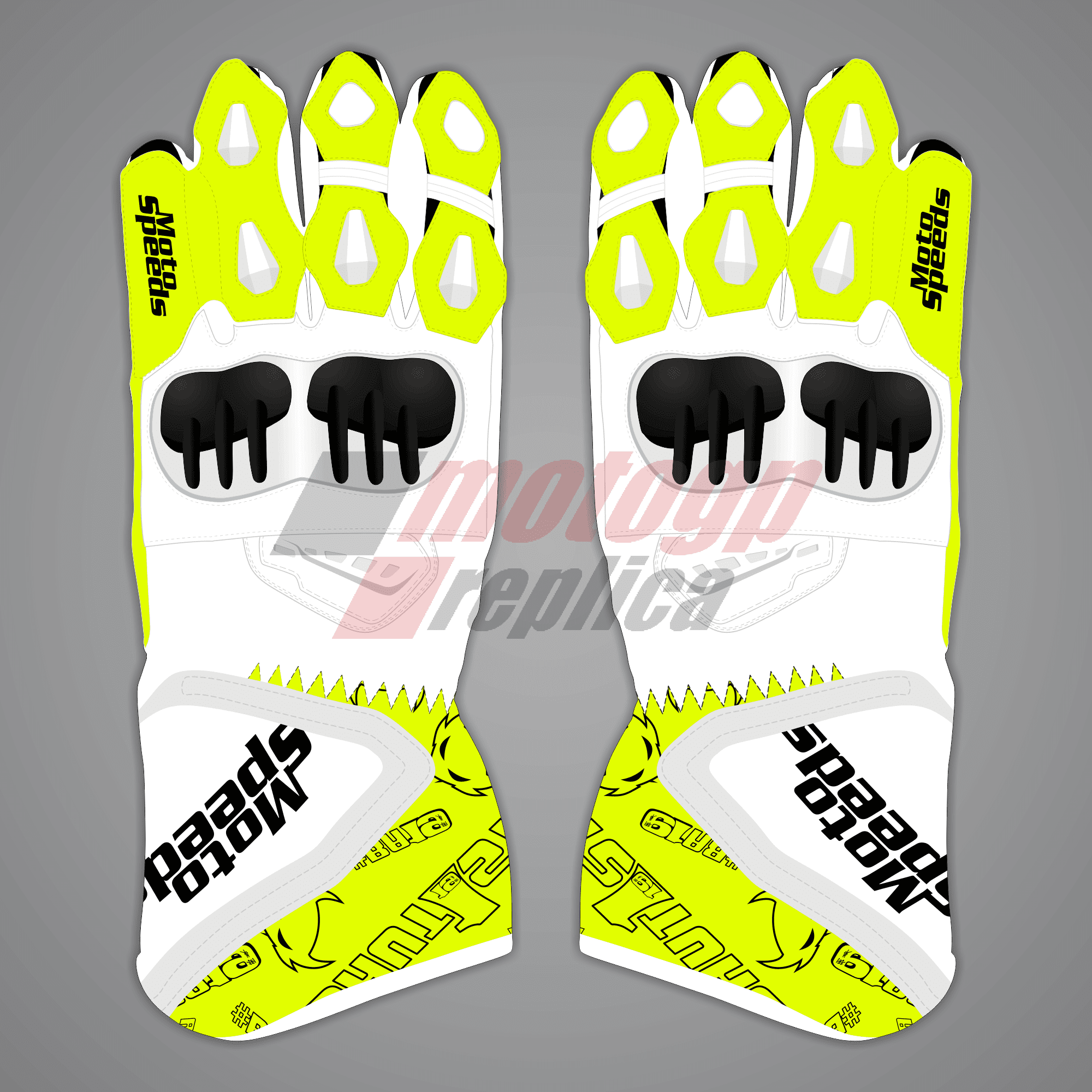 Alvaro Bautista White Motorcycle Gloves SBK 2024