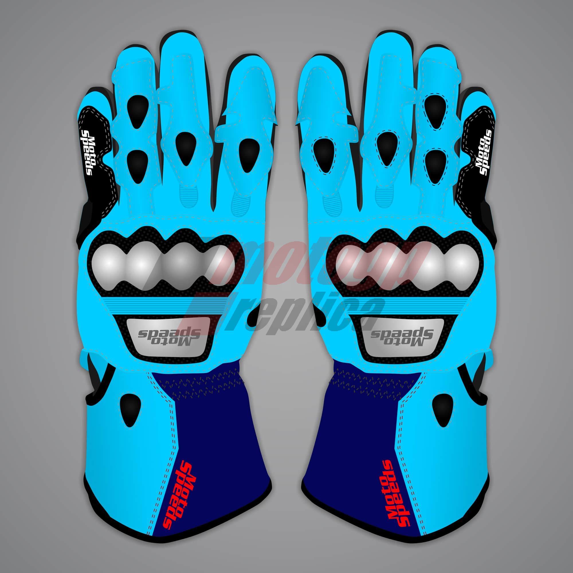 Blue Motorbike Gloves