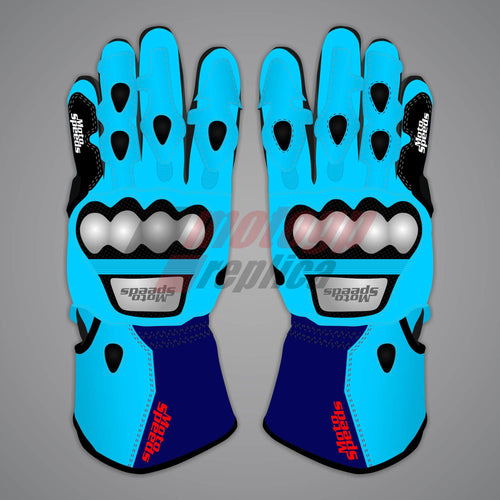 Blue Motorbike Gloves