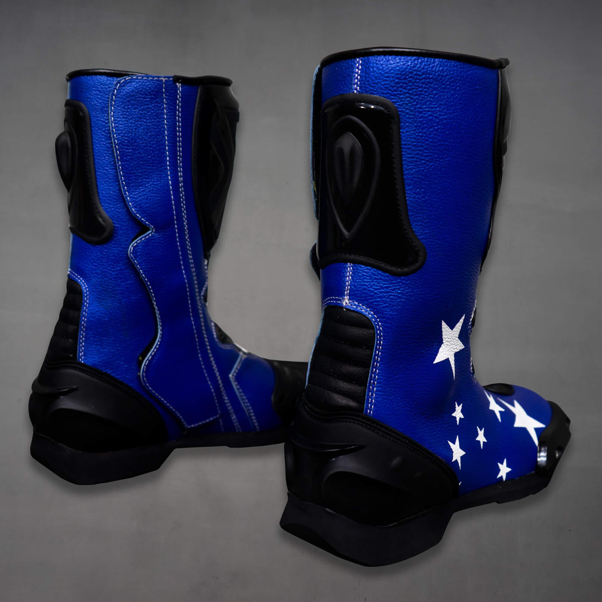 Colin Edwards Motorcycle Boots Blue 2002 WSBK