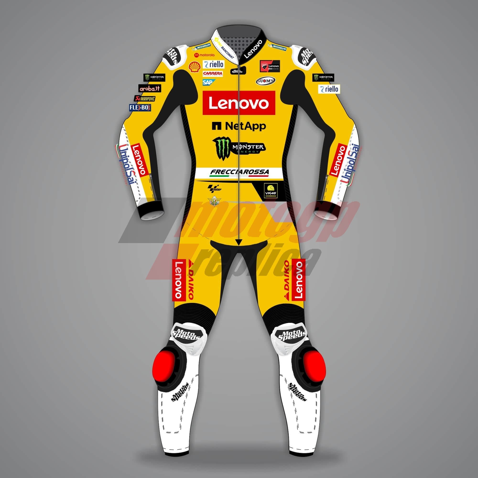 Francesco Bagnaia Ducati GP Misano Yellow Leather Suit 2023
