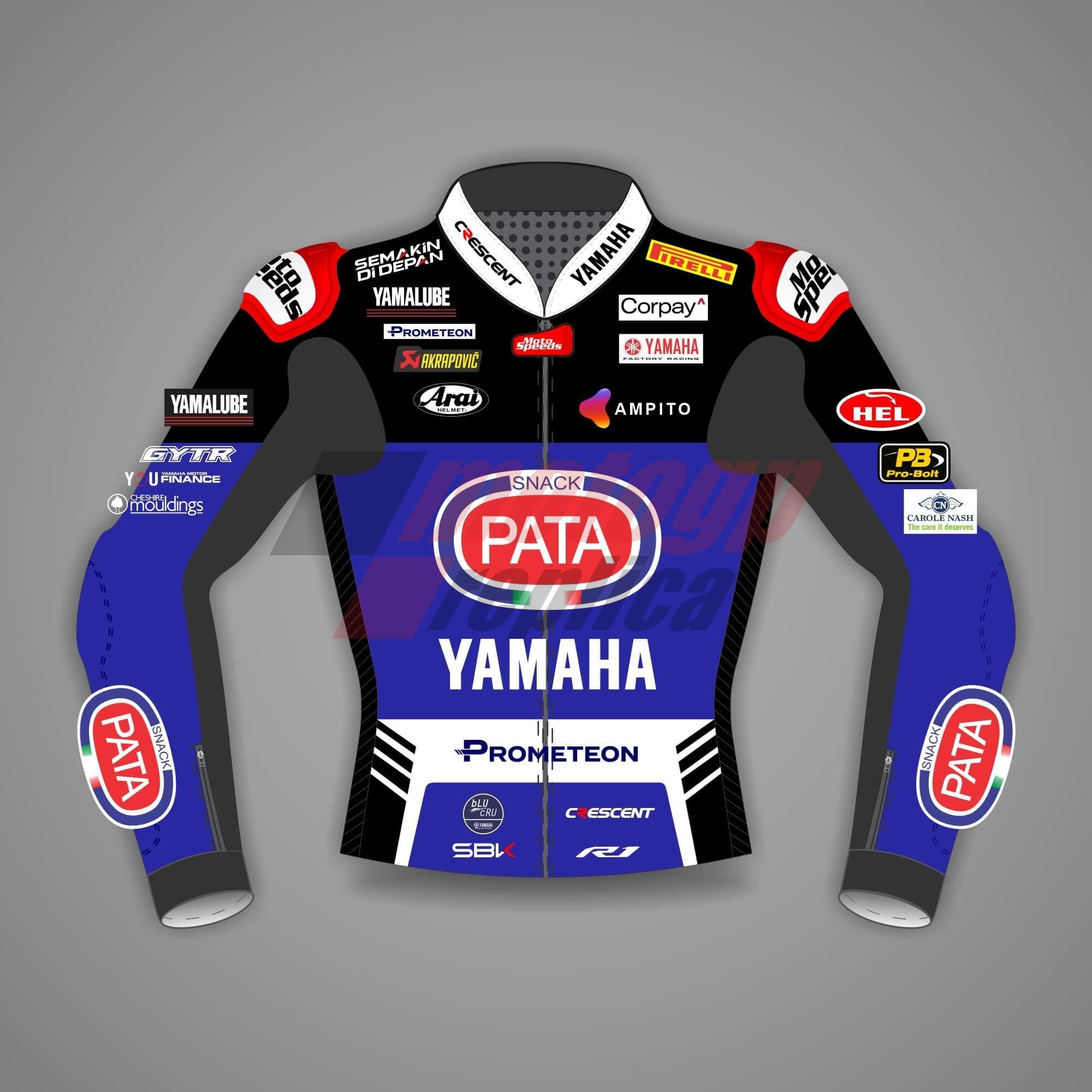 Jonathan Rea Black and Blue Motorcycle Jacket Yamaha WSBK 2024