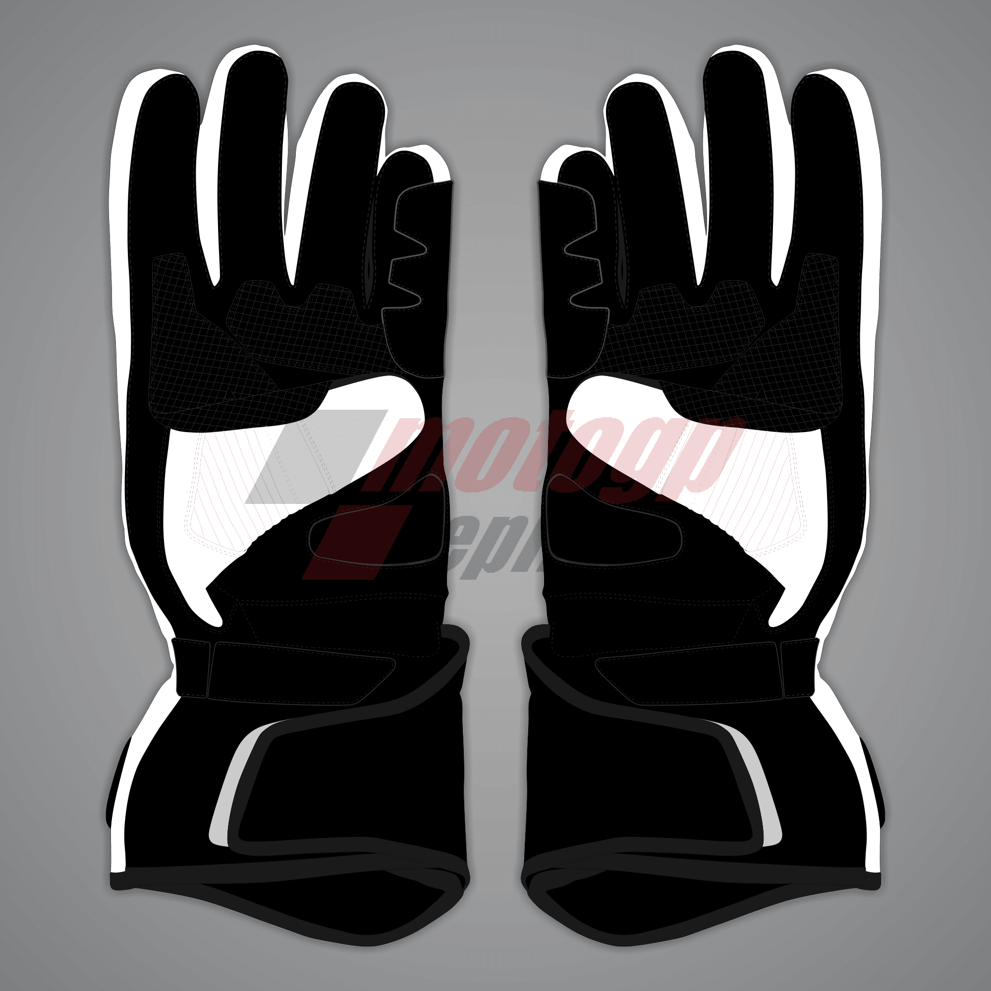 Black and White Motorcycle Gloves
