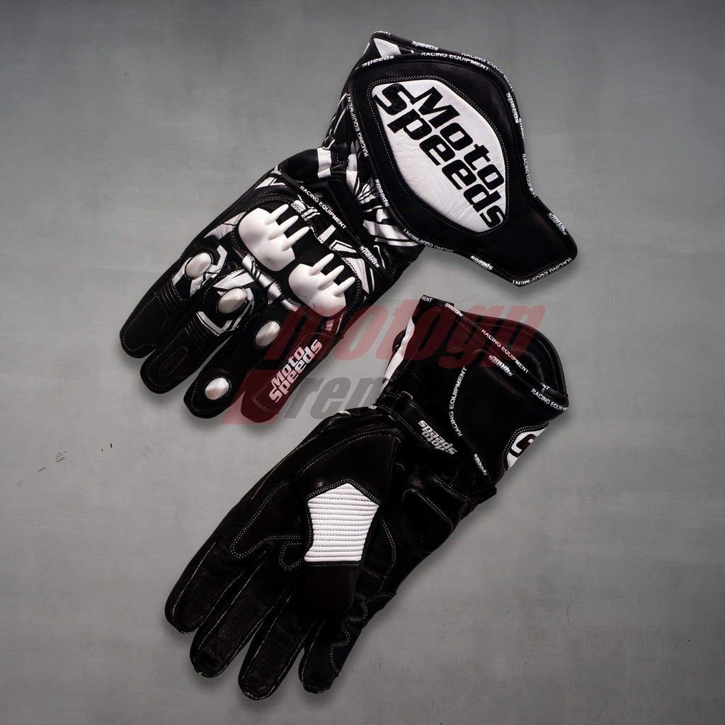 White and Black Motorcycle Gloves