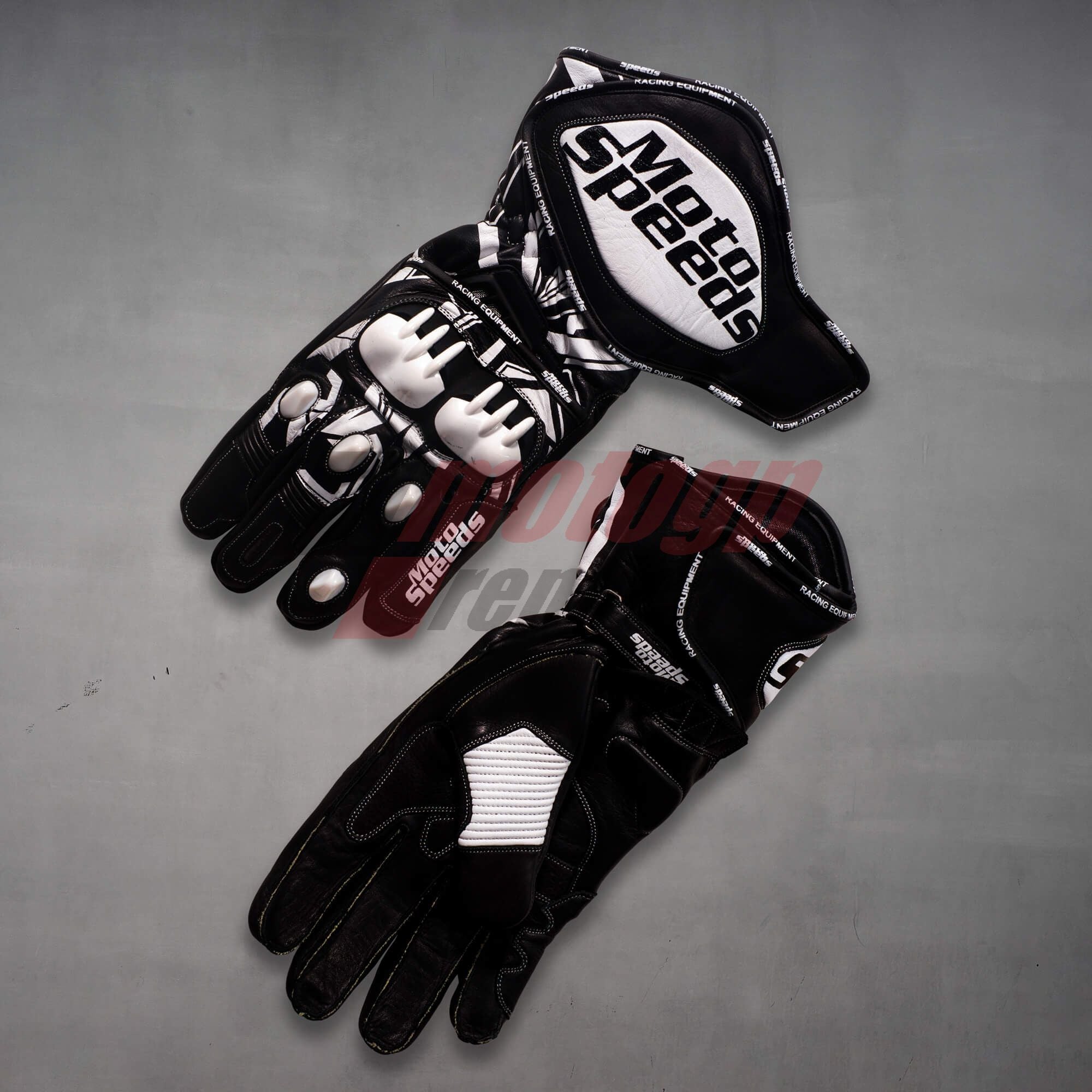 White and Black Motorcycle Gloves