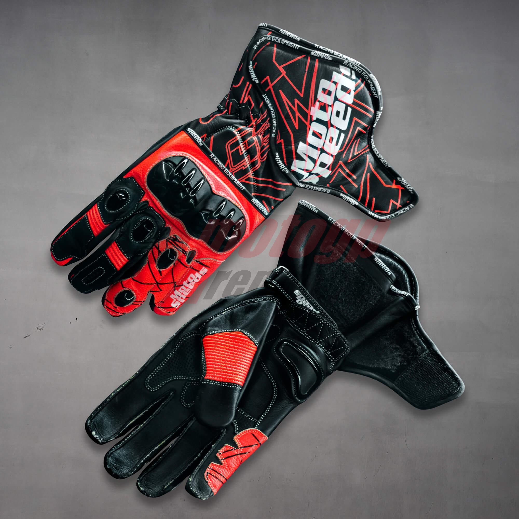 Red Black Motorcycle Gloves